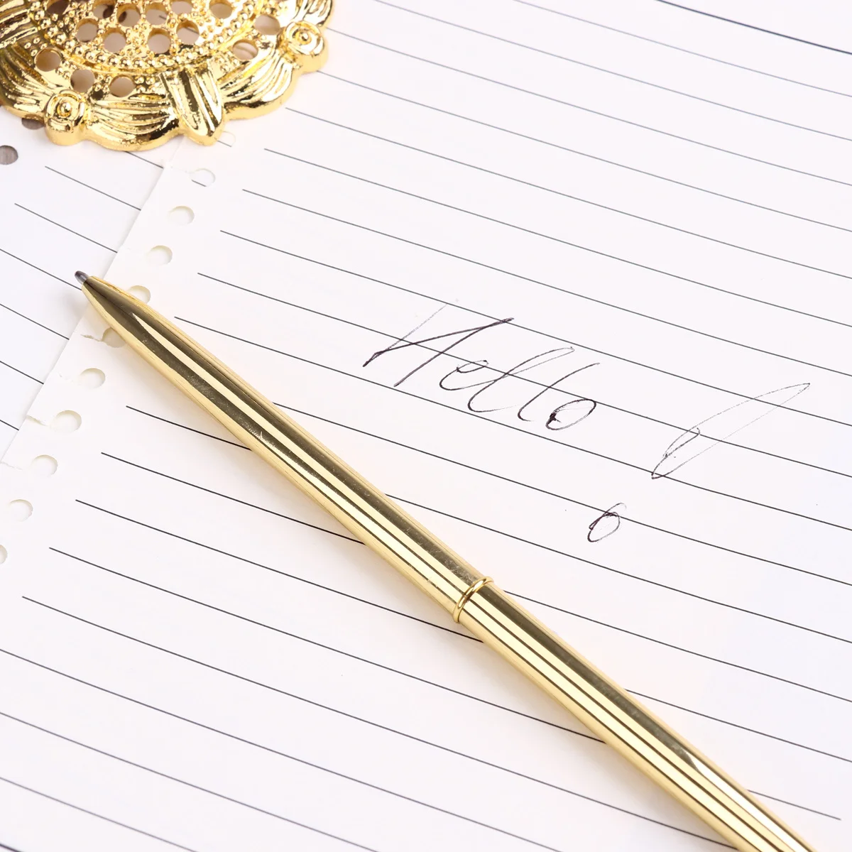 

Golden Signing 16Cm Alloy Rotating Guest Book Pen Hollow Round Holder 360° Twist Wedding Bridal Ceremony Accessory Steel