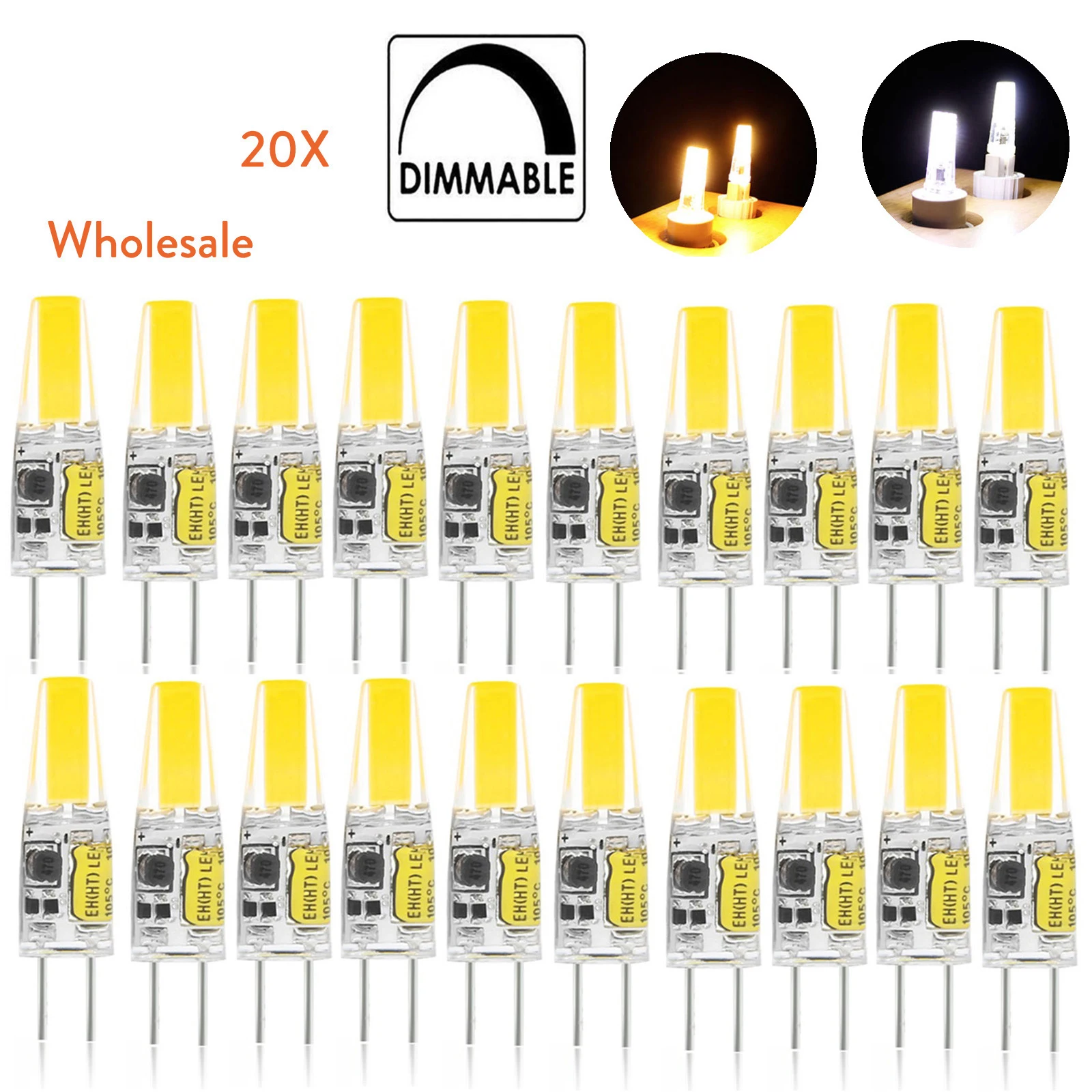 20Pcs Mini G4 Led Silicone Lamp 6W Dimmable Bulb 12V Home Lighting Cob Lights Bulbs Cool White Warm Spotlight Bombillas Lamparas