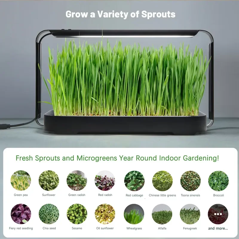 AuraGrow Modular Hanging Indoor Microgreen Kit Full Spectrum LED Modern Design Home Decor Aesthetic China Origin (US