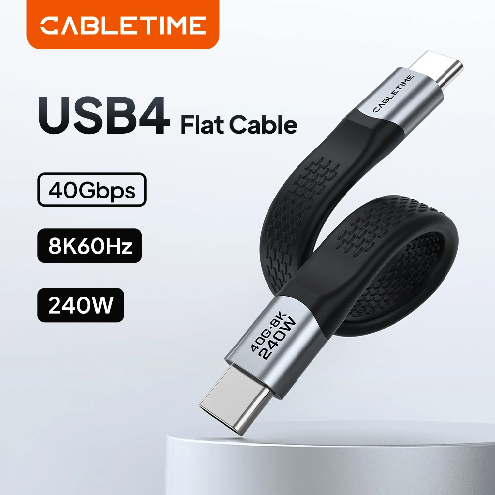 CABLETIME USB4-Kabel PD 100W USB-IF-Zertifiziert Kurzes Kabel 8K 60Hz 40Gbps Typ-C-Kabel Schnellladung für Macbook Pro Laptop