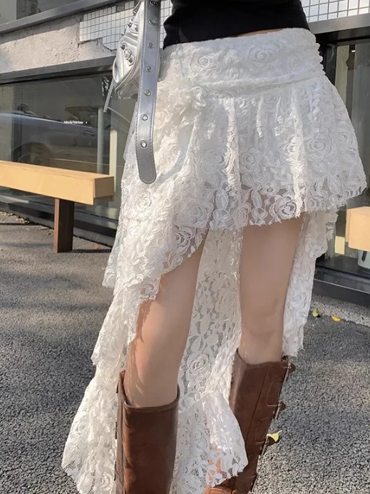 

High Waist Asymmetric f Skirt Casual Leisure Irregular Skirt Women's Mid-Length Pure Color Office Sle Spring Season