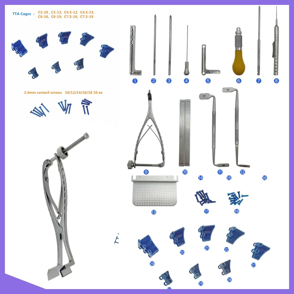

Ортопедическая хирургическая быстродействующая клетка TTA с винтами для хирургии кипячения животных, набор инструментов для восстановления образа жизни