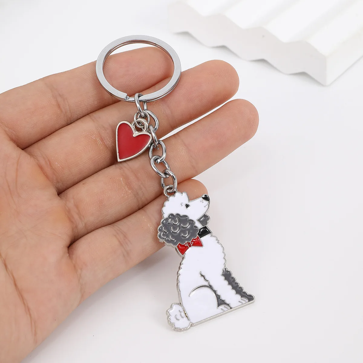 Cute poodle dog Keychain poodle dog Key Ring Animal Key Chains For Women Men Handbag Accessorie Car Hanging Jewelry Gifts