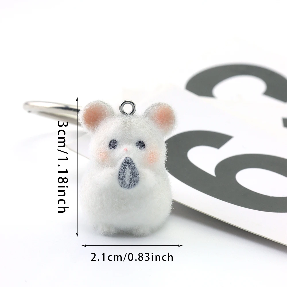 10pcs 3D Flocking Resin Melon Seed Mouse Charms Cute Animal Mouse Pendants for Earrings Keychain Making DIY Jewelry Accessories