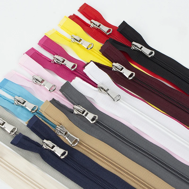 20Pcs 5# Open-End Nylon Zipper 40cm/50cm/60cm/70cm/80cm For Jacket Coat Clothes Sewing Accessories 13 Colors