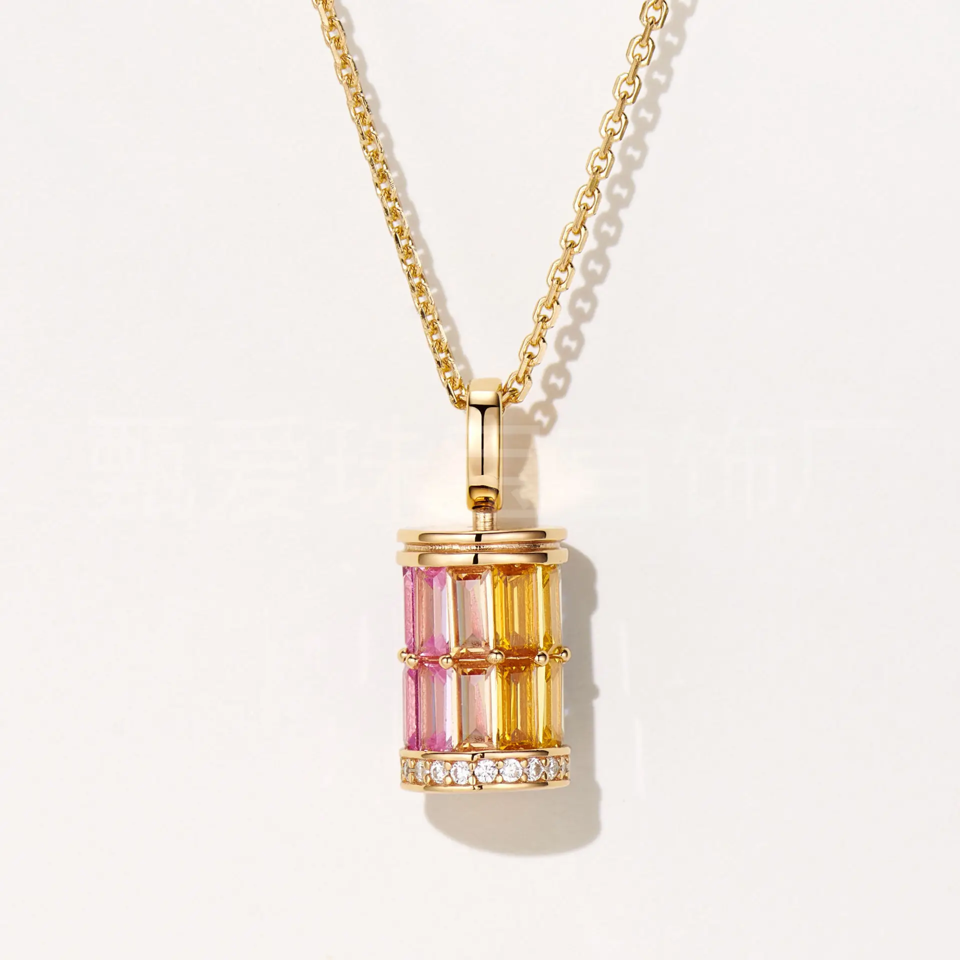 

Live Stream Explosion 925 Silver Inlaid Zircon Rainbow Prayer Wheel Necklace Fashionable Light Luxury High-end Girls Pendant Who