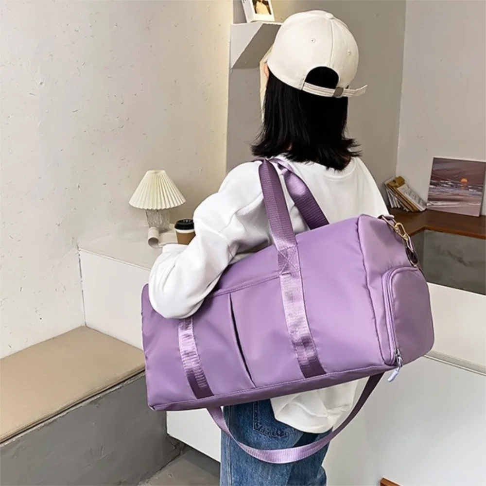 Oxford Travel Luggage Bag Short Distance Multi Layered Large Capacity Handbag with Shoe Compartment Solid Color Gym Shoulder Bag