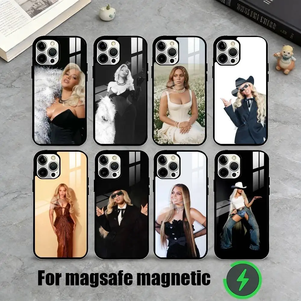 

B-Beyoncé Queen Bey Phone Case For iPhone17,16,15,14,13,12,11 Plus,Pro Magnetic with Magsafe Wireless Charging