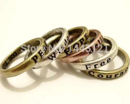 Vintage European And American Minimalist Retro Lettering Wishing Ring Hot Fashion