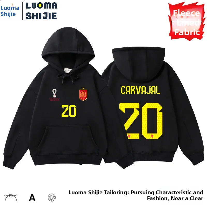 Suda con capucha de entrenento de fúol para hombre, otoño, equipo de Barcelona, Pedri Busquets Gavi Romain, estampad...