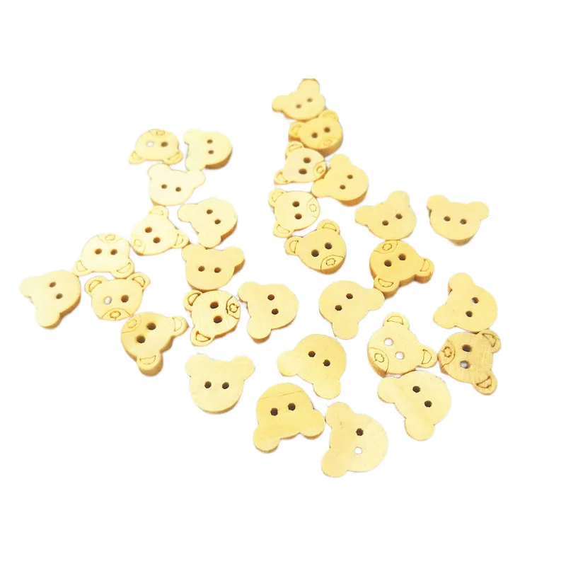 Retail 20Pcs 13x11mm Teddy Bear Charms 2 Holes Wood Sewing Buttons buttons for children 5BB5719