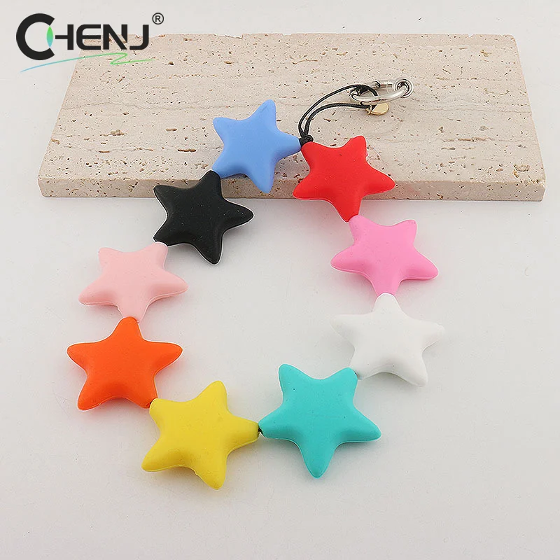 1PC Fashion Waist Hanging Five Pointed Star Keychain Colorful Big Silicone Strap Phone Strap Star Contrasting Accessories