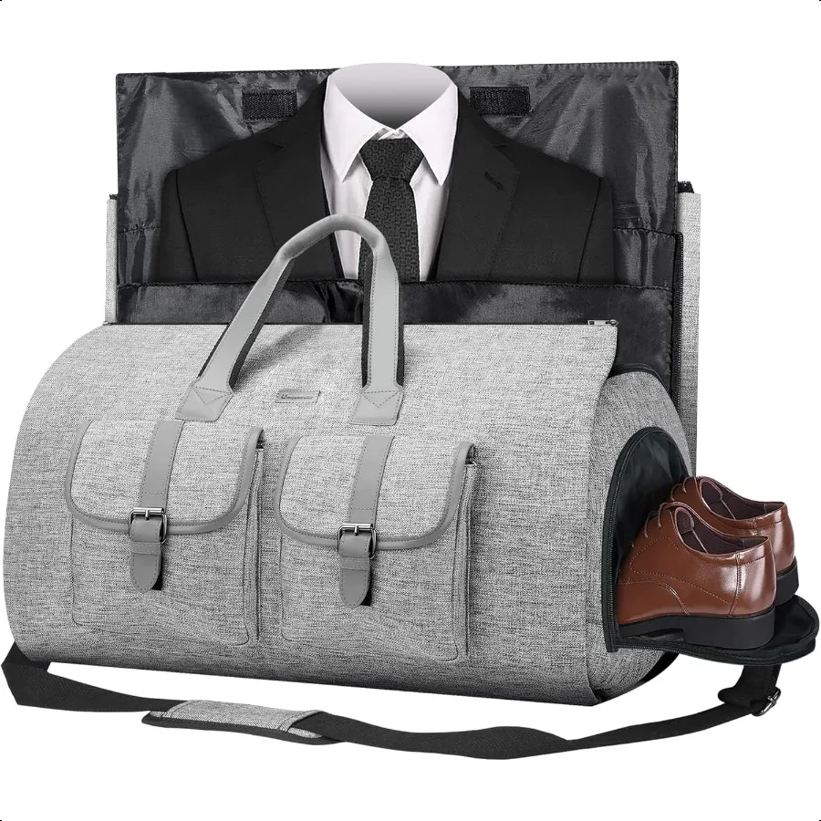 

Convertible Garment Bag for Travel Carry on Garment Duffel Suit Bag with Shoe Compartment Weekend Flight Bag for Men