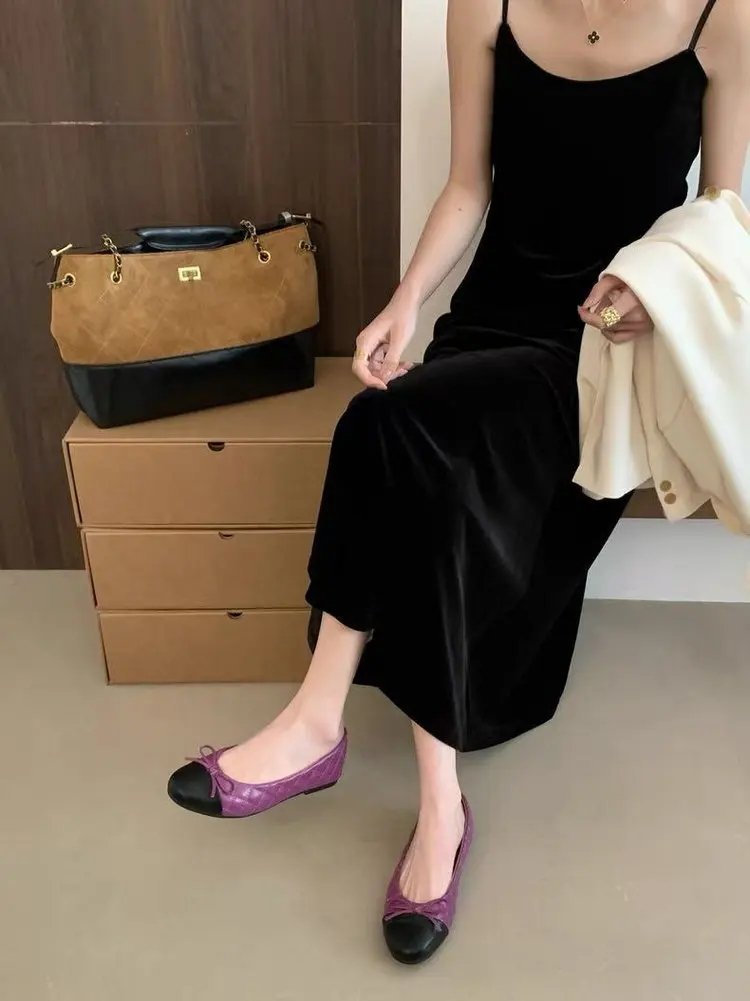 Zweifarbige Damen-Loafer mit Schleife und flachem Absatz, zum Hineinschlüpfen, runde Zehenpartie, bequeme Vintage-Schuhe für Büro, Alltag, Party – Detail 18