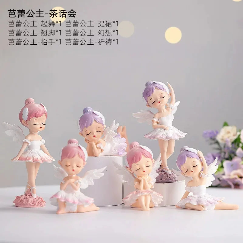 

New Ballet Girl Figurine Cute Cartoon Statue Desktop Ornament for Bedroom Nightstand Room Decor Toy Holiday Gift