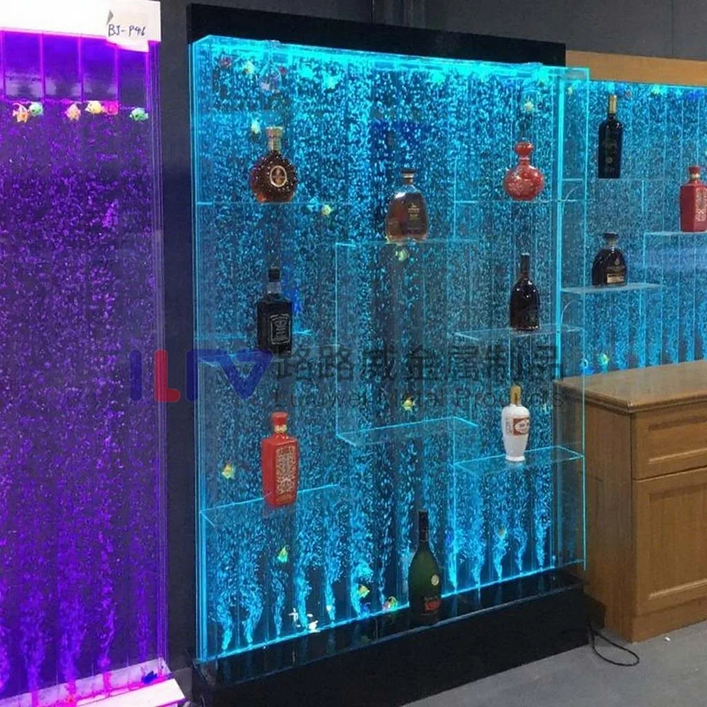

Acrylic bubble ledge bar rack indoor wine rack waterfall cabinet display