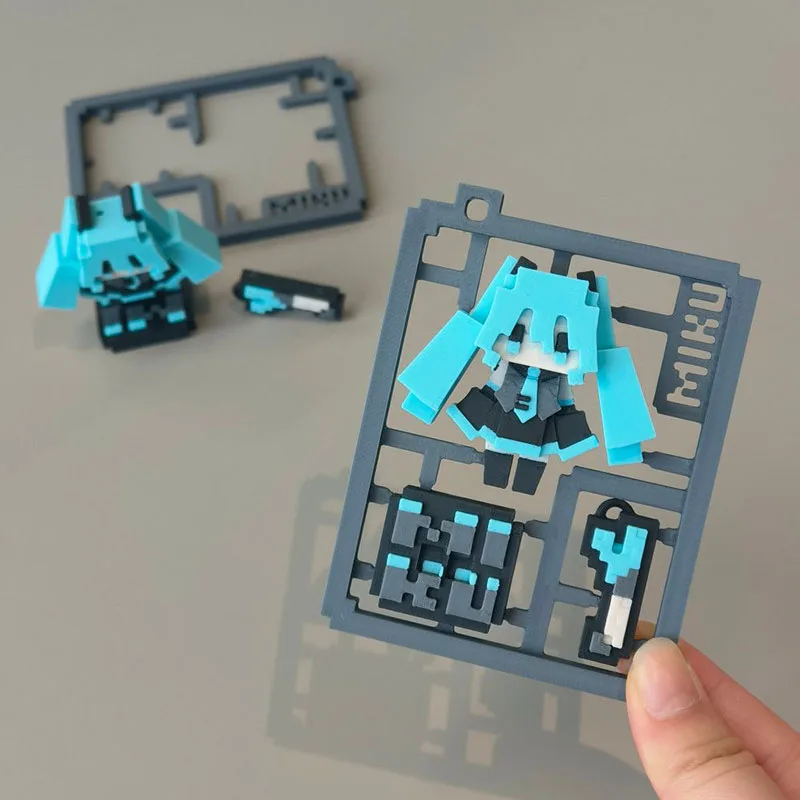 Image of Kreativer Hatsune Miku Pixel-Style Bausatz Schlüsselanhänger Cartoon Anime Figur Niedliche Desktop-Deko Perfekte Geschenke für Fans