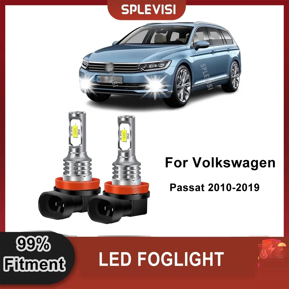 2x 6000K White Front Fog Lamp Light Car Bulbs 12v Fit For Volkswagen Passat 2010-2019 Jetta 2015-2018 Polo 6R MK6 2012-2017