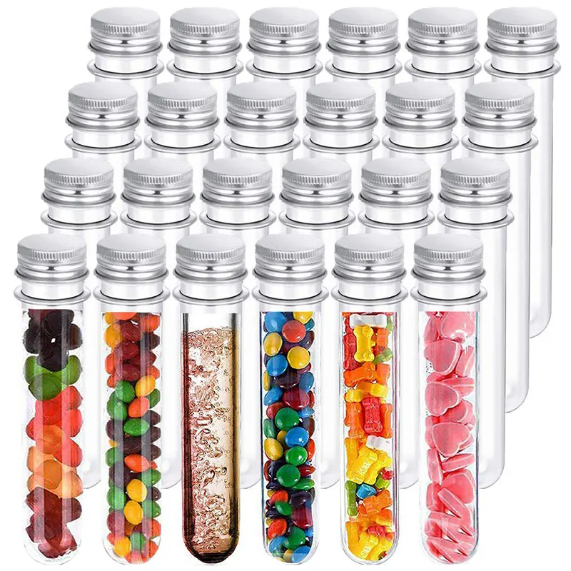 

24 Pcs 40ml Plastic Test Tubes Clear and Transparent Candy Storage Containers with Screw Caps