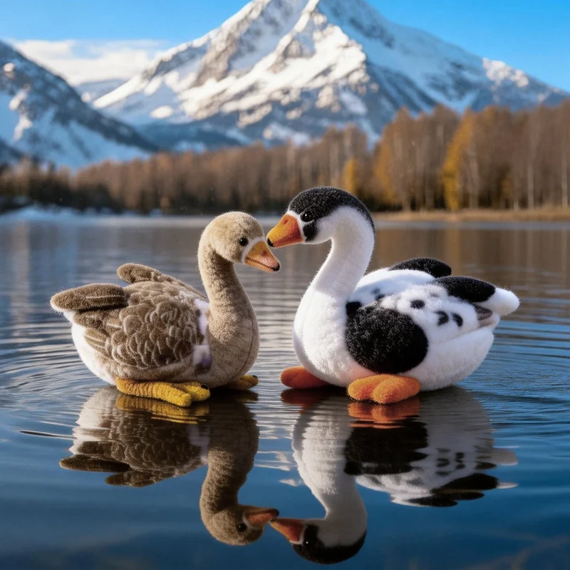 33cm Lifelike Simulation Swan Plush Doll Fluffy Stuffed Bird Toy Cute Decorative Pillow Wedding Photo Prop Gift