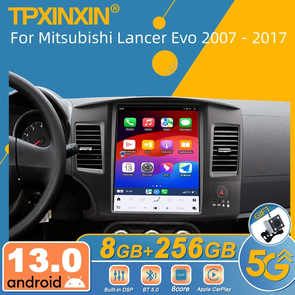 For Mitsubishi Lancer Evo 2007 - 2017 Android Car Radio Multimedia Video Player Wireless Carplay Autoradio Stereo GPS Navi Head