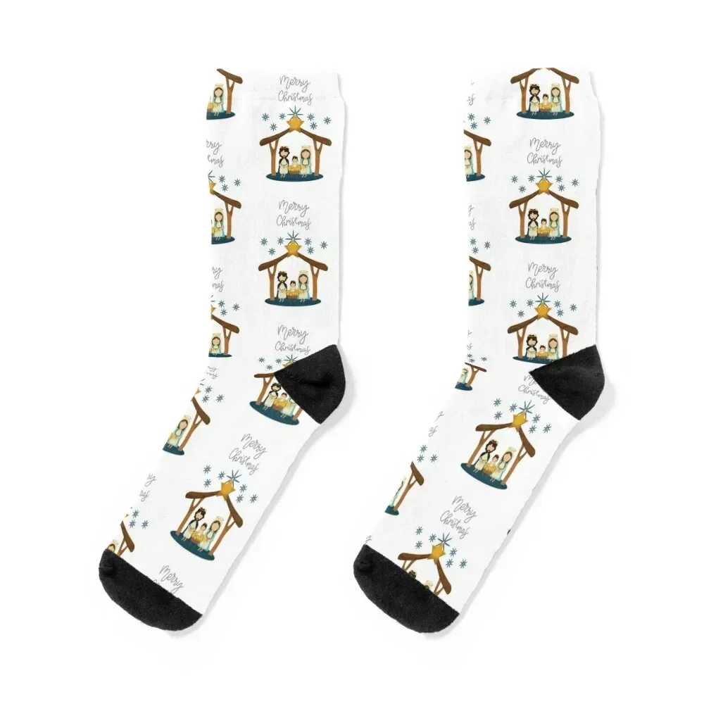 

Chrismas nativity scene baby jesus , mary and joseph Socks ankle kawaii Crossfit winter thermal Man Socks Women's