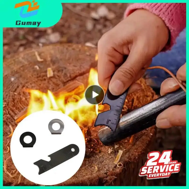 Raspador de pedernal de magnesio, encendedor de fuego de piedra, abrebotellas, herramientas de supervivencia al aire libre, Camping, senderismo, Regla de medición