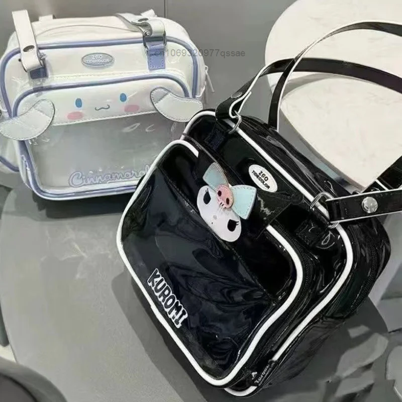 Sanrio Kuromi Kwadratowe torby do makijażu z zamkiem błyskawicznym dla kobiet 2024 New Cartoon Y2k PU Commuter Handheld Single Shoulder Bags