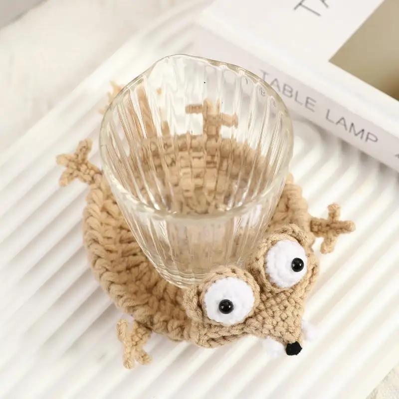 New Funny Crochet Animal Coaster Finished Handwoven Coaster Coffee Cup Decor Texture For Jewelry Storage Coffee Table Use