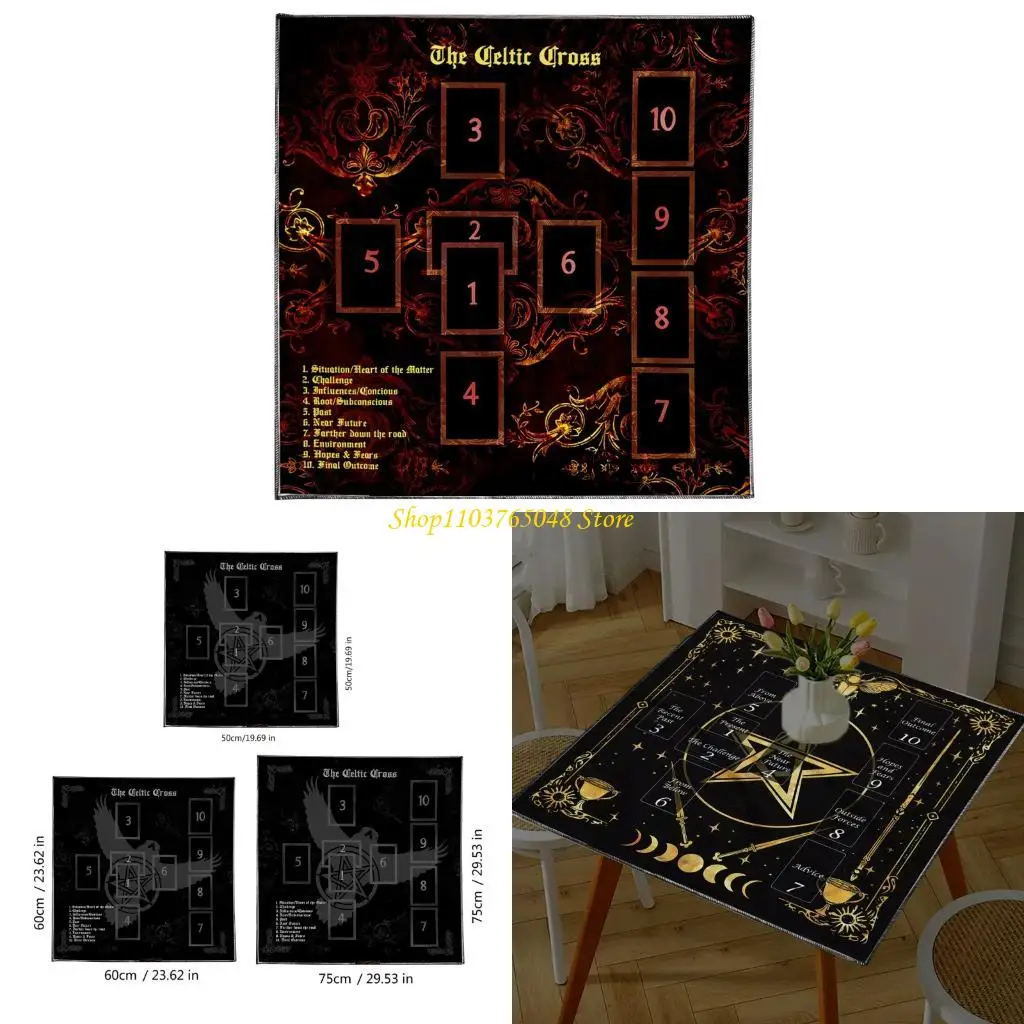 

R53E Altars Cloth Divinations Cards Table Cloth Tapestry Reading Card Tarots Card Tablecloth Altars Cloth Easy to Use