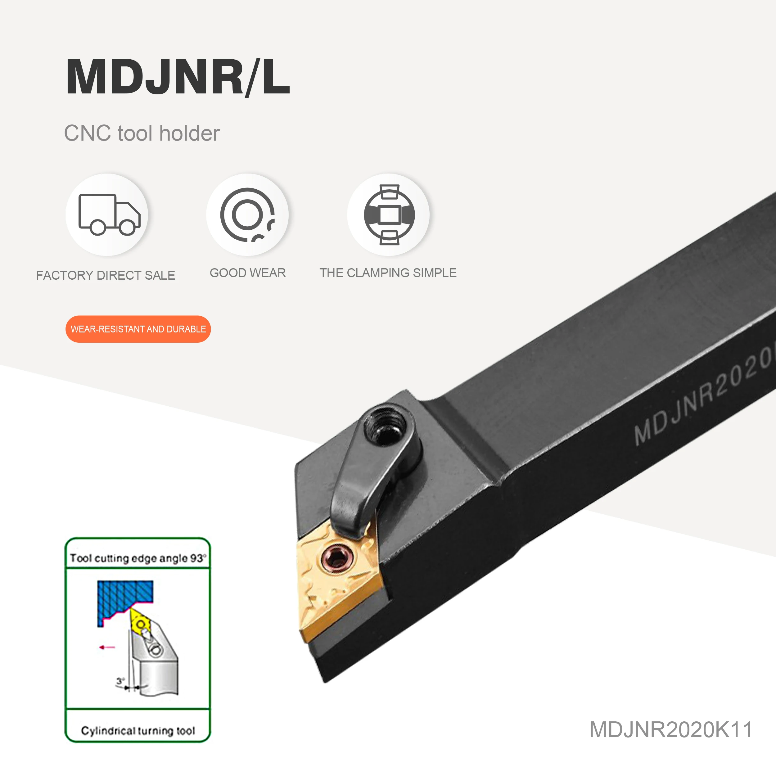 MDJNR1616H11 MDJNR2020K11 MDJNR2525M11 CYLINDRICAL TURNING TOOL HOLDER DNMG MDJNR CARBIDE INSERT TOOL 1 SET