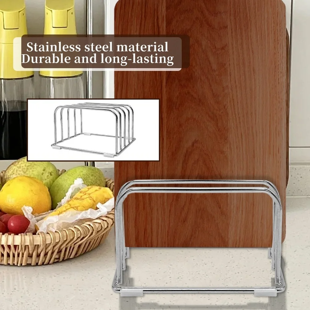 Stainless Steel Kitchen Organizer Rack for Cutting Boards with Minimalist Design and Non Slip Stability on Any