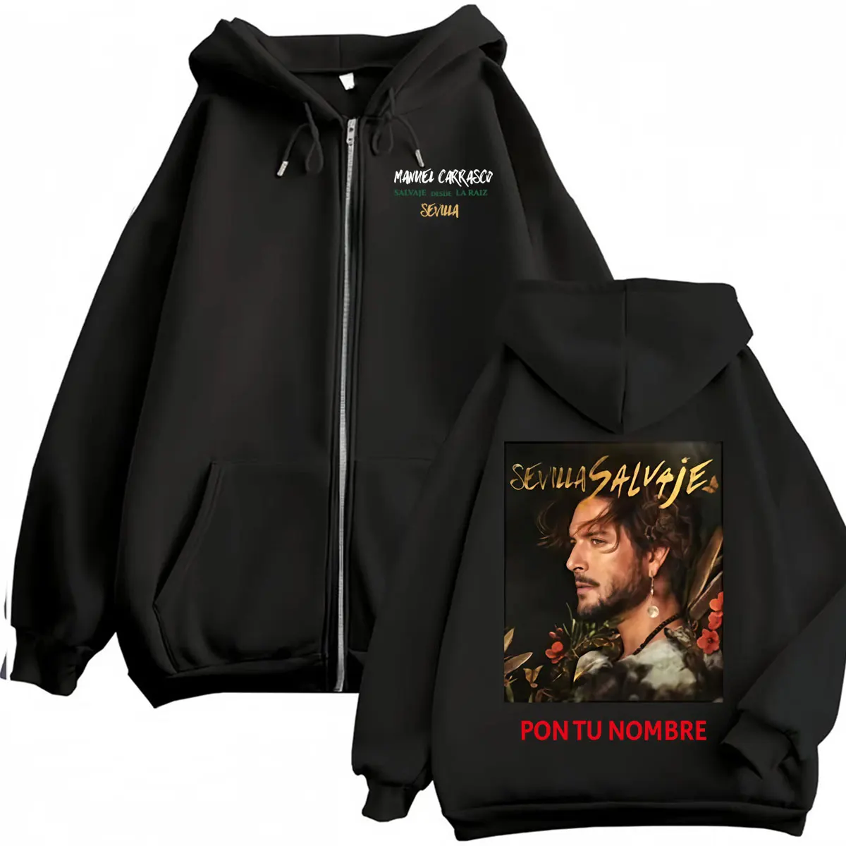 

Manuel Carrasco Pueblo Salvaje Tour Zip Up Hoodies Men's Fashion Hip Hop Punk Sweatshirt Jacket Casual Fleece Zipper Hoodie Coat