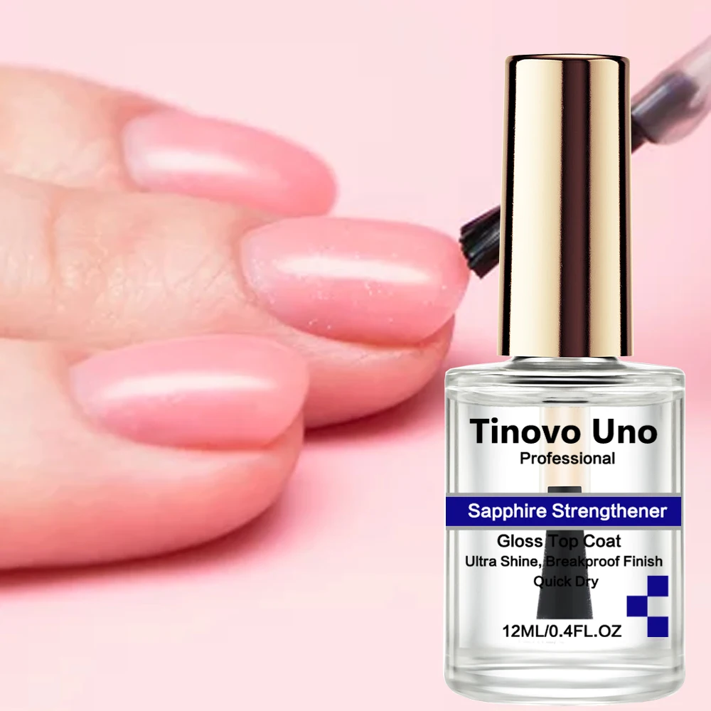 Tinovo Uno-fortalecedor de uñas de zafiro, tratamiento de Arte de uñas de Mega crecimiento, esmalte de uñas de secado al aire, acabado de capa superior Ultra brillante natural, 12ml