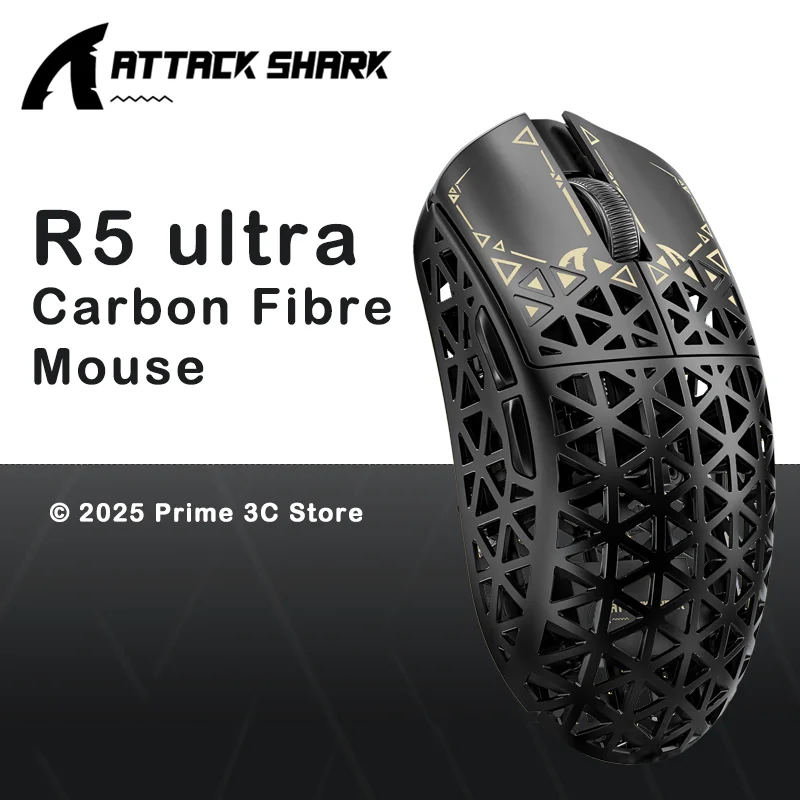 

ATTACK SHARK R5 Ultra PAW3950MAX Wireless Bluetooth Gaming Mouse 8K Polling Tri-Mode Carbon Fiber Lightweight Esports Mouse