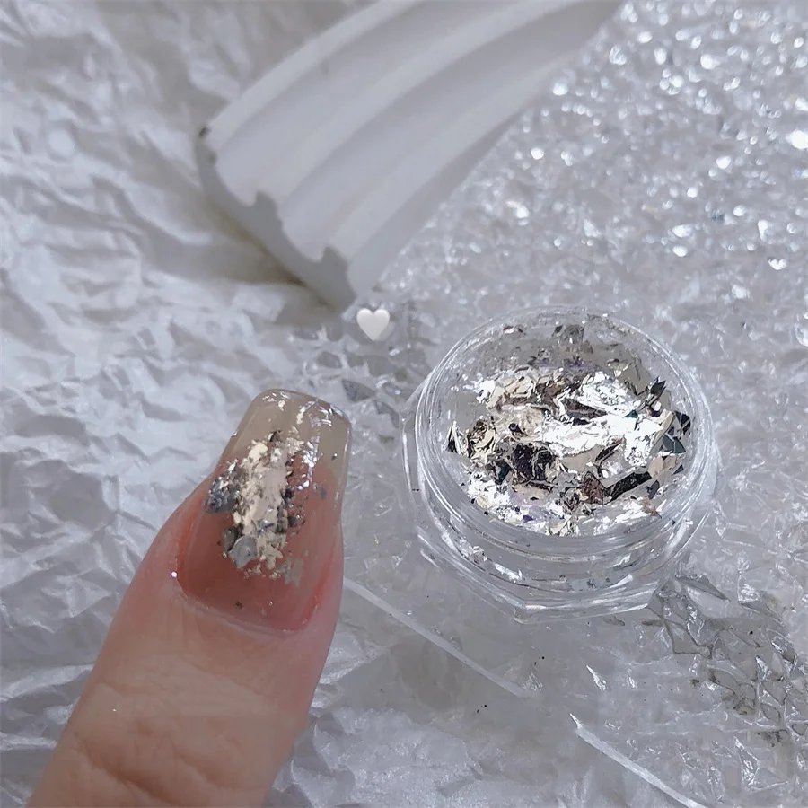 Ultra Bright Ultra-Thin Silver Powder Flakes Nail Glitter Sequins Nails Manicure Holographic Glitter DIY Chrome Mirror Powder