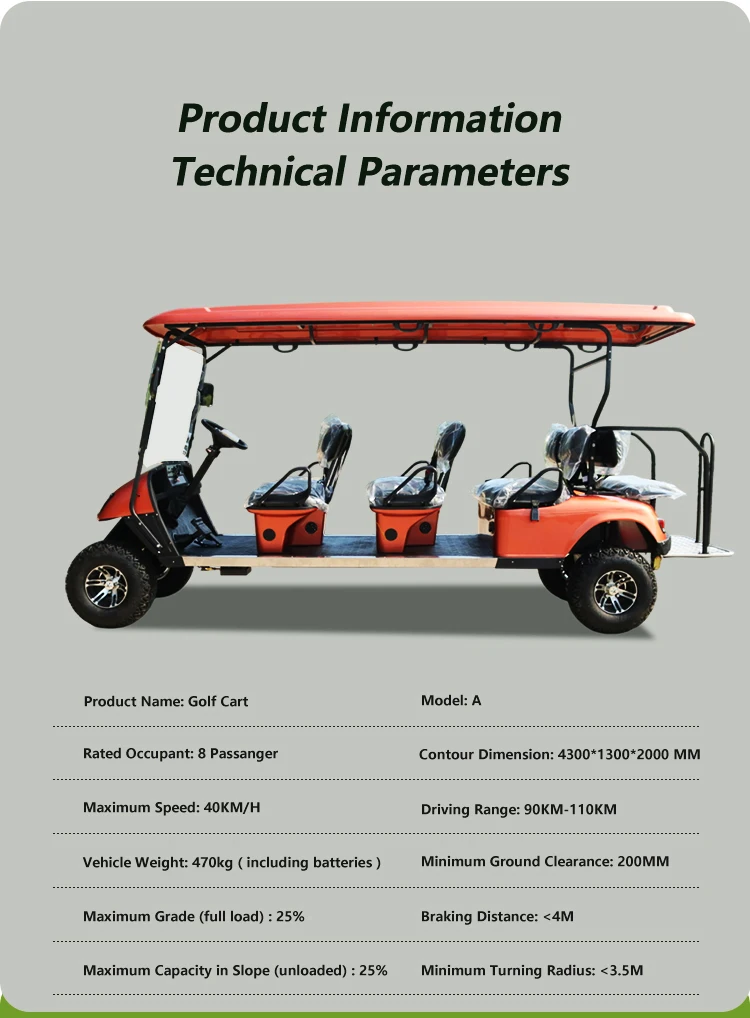 Professional Battery 8 Seater Golf Cart Powered Golf Buggy Golf Cart Electric
