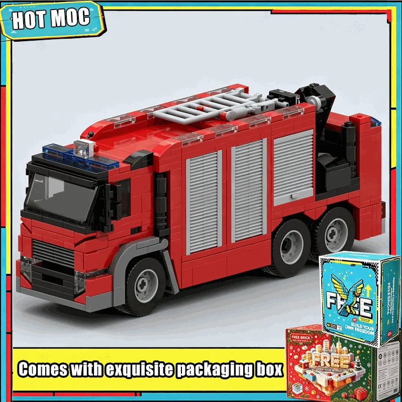 603PCS MOC Fire Engine Rescue Truck Vehicle Model Building Block Custom Puzzle DIY Technology Educational Assembly Creative Gift