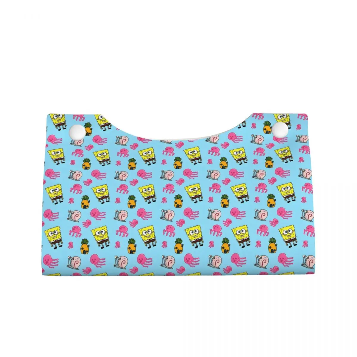 Custom SpongeBobed Facial Tissue Box Cover Rectangular Animated Comedy PU Leather Tissue Box Holder for Car Office