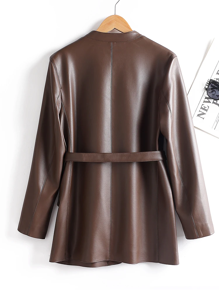   Giacca in Vera Pelle di Pecora Ning per Donna, Lunghezza Media, Slim Fit, Collezione Primavera 2025, Cappotto alla Moda