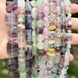 Natural Fluorite Multicolor Mixed Shape Bead Loose Stone Beads For DIY Necklace Bracelat Earring Rings Jewelry Making 15