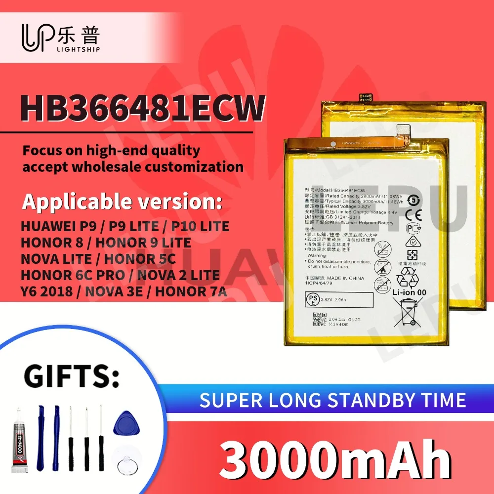 

HB366481ECW Phone Battery 3000mAh for HUAWEI P9 LITE 8 NOVA 3E 2 LITE Y6 2018 Original Battery HONOR 5C 9 LITE 6C PRO 7A Battery
