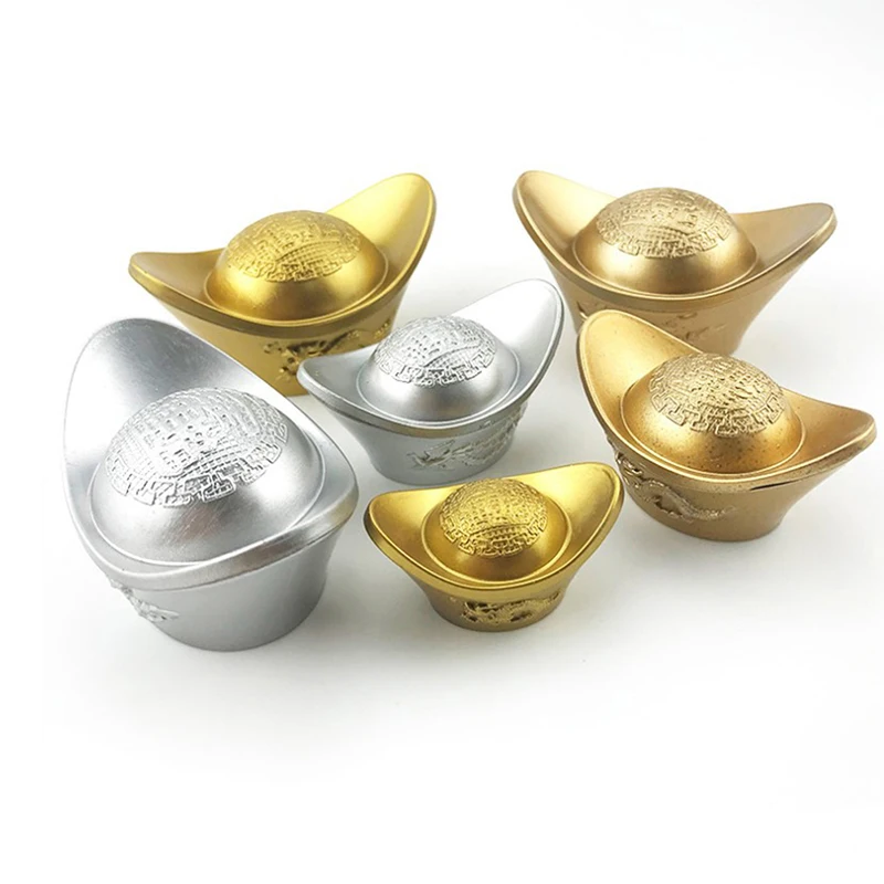 1 pz plastica falso oro cinese antico Yuanbao lingotto piccolo FengShui ornamenti ricchezza lingotto d'oro auto Home Office decorazione regali