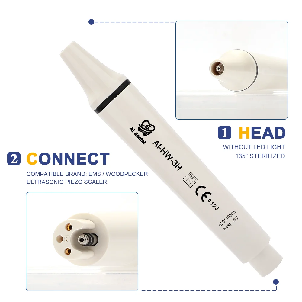 AI-HW/HD Single Water Spray LED Piezo Air Scaler Dental Handpiece Portable Teeth Whitening Surgical Tools Ultrasonic Detechable