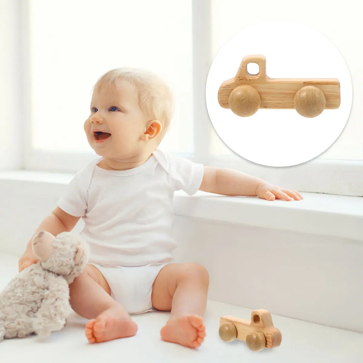 

Baby Teething Wooden Car Educational Blocks Chewing Infant Grasping Sensory Development Nursing Aid Baby Teething Car