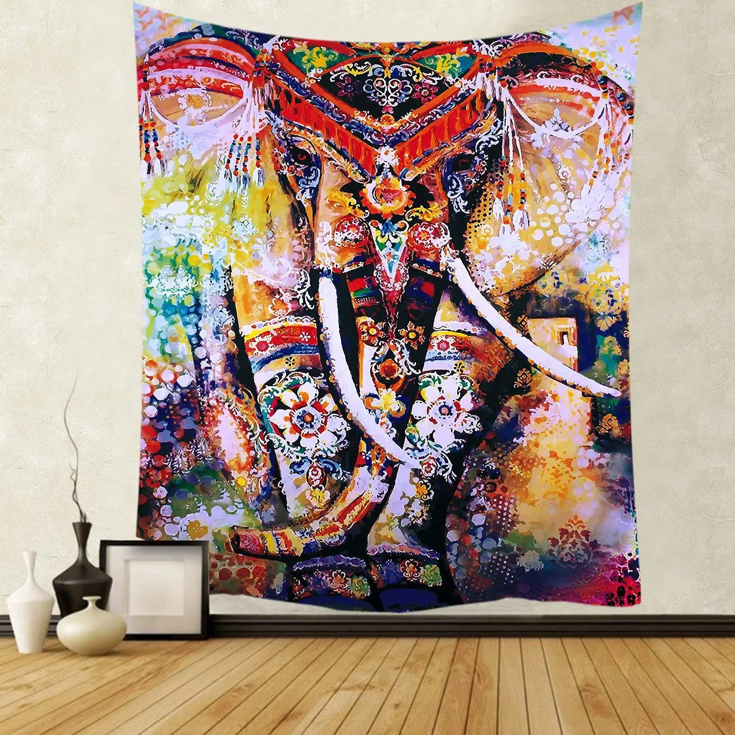 VIKAMA Indian Elephant Mandala Tapestry Wall Hanging, 6 Assorted Designs, Wall Decor for Bedroom Living Room