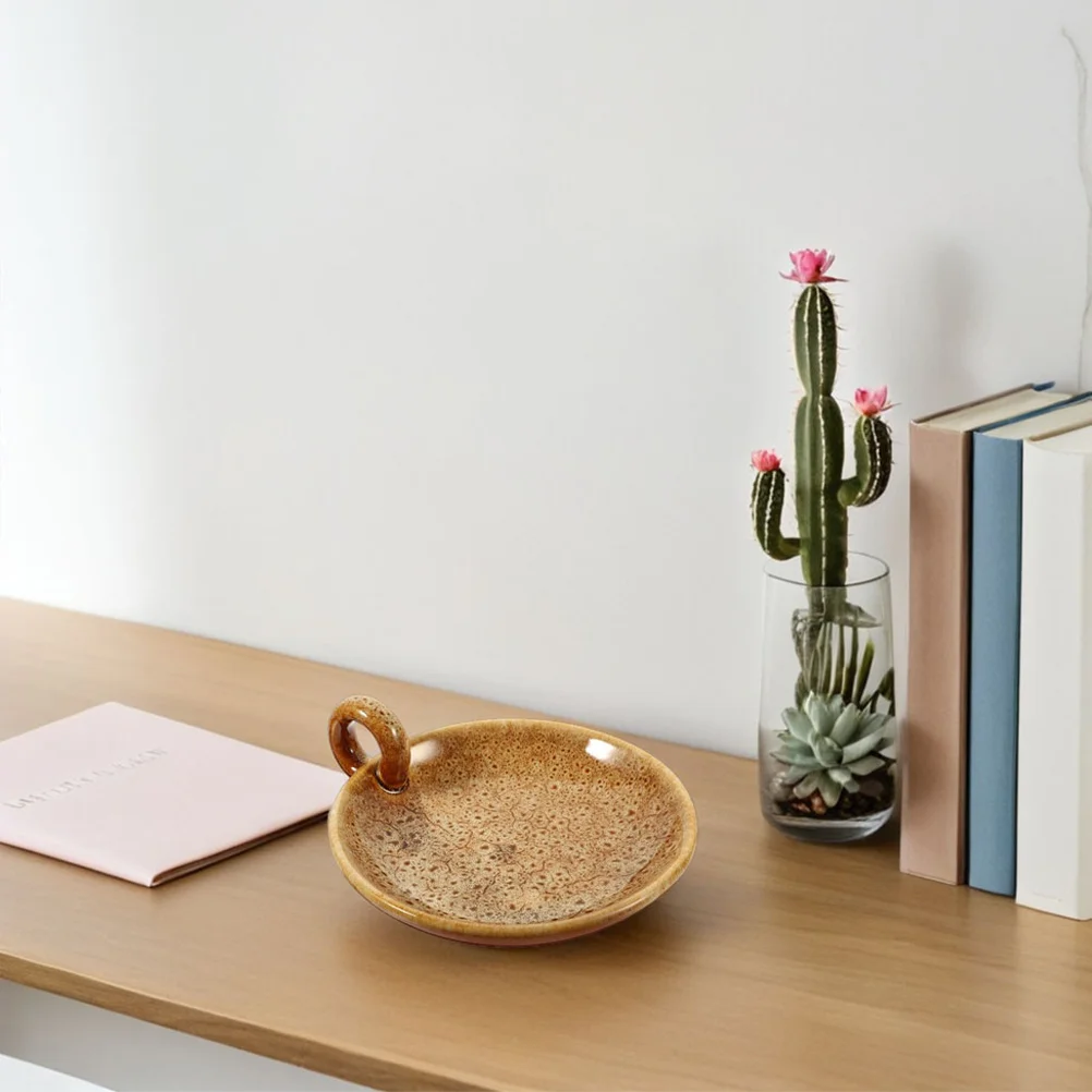 

2Pcs Ceramic Plate Retro Holder Ancient Style Decorative Tray for Home Bedroom Office Ceramic Tealight Holder