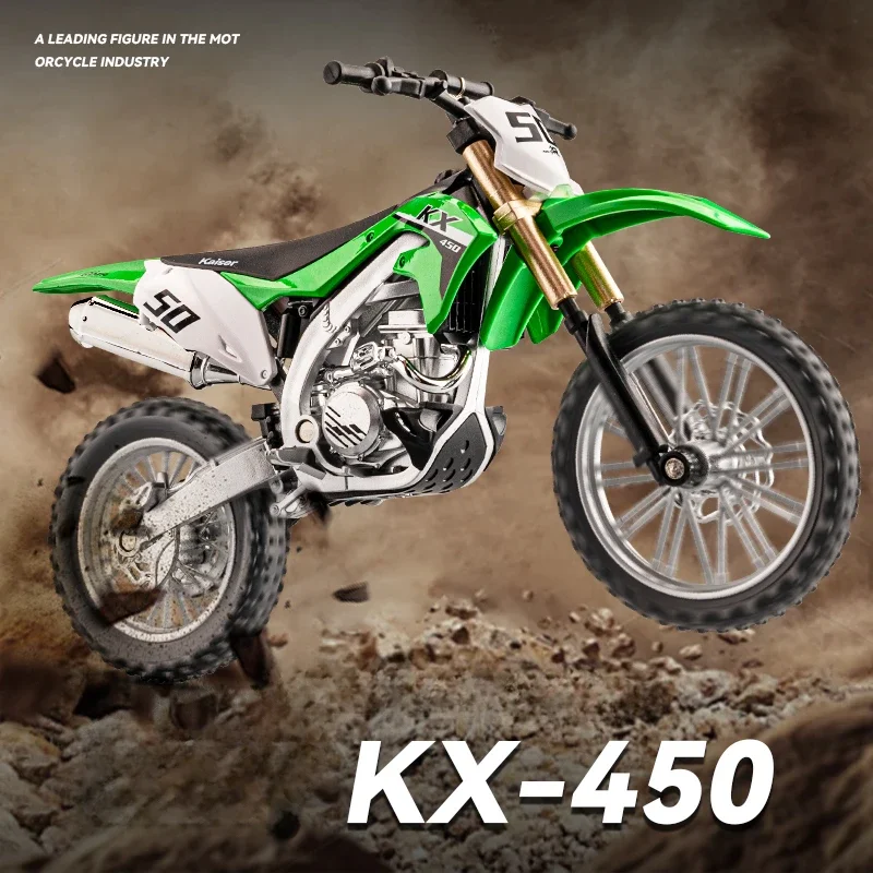 Diecast Alloy 1:12 Kawasaki KX450 Off Road Motorbike Model Sound Light Motorcycle Model Boy Vehicle Toy Gift Home Decoration