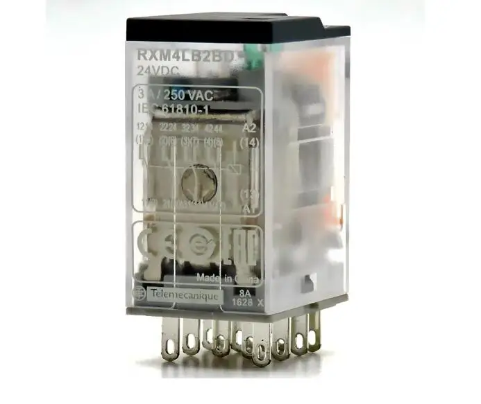 Original RXM4LB2BD economical electromagnetic small intermediate relay, 4 sets, 14 pins, 3A DC24V with base RXM4LB2BD