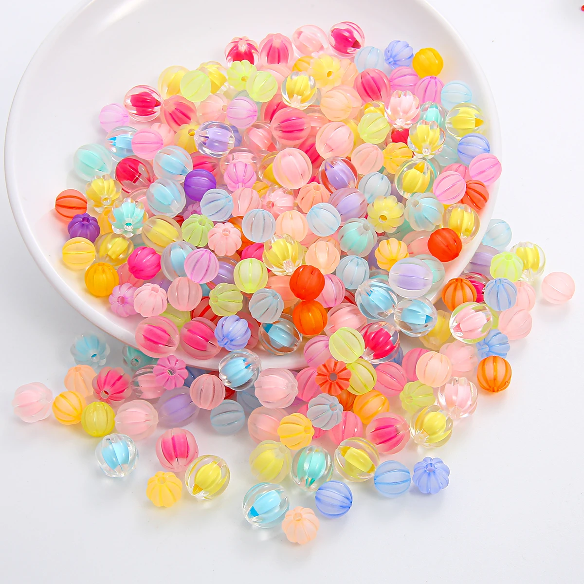 35/73Pcs 10/12mm Acrylic Spaced String Garment Transparent Pumpkin Beads For Jewelry Making DIY Craft Necklace Earrings Bracelet